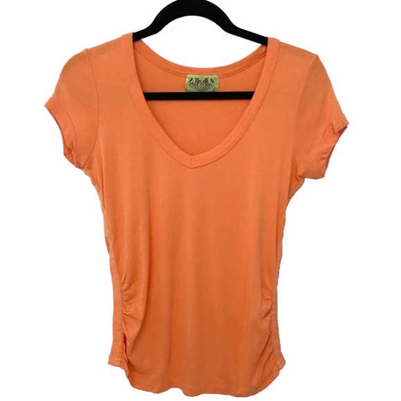 Juicy Couture Tops - OG: Juicy Couture ✌︎︎ V Neck Tux Stripe Baby Tee T Shirt ✌︎︎ Orange Pop ✌︎︎ M L